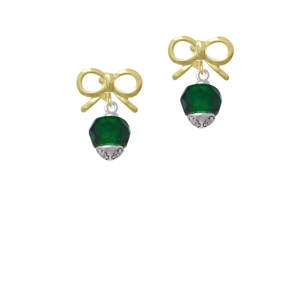 12mm Faceted Green Glass Spinner Crystal Clip On Earrings Image 10