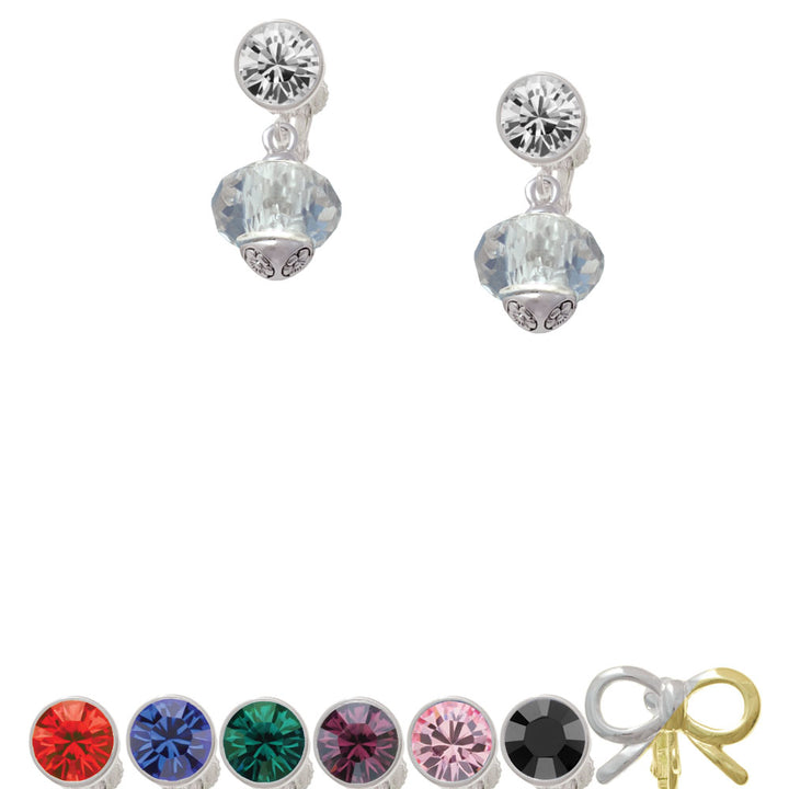 Crystal Faceted Glass Spinner Crystal Clip On Earrings Image 1