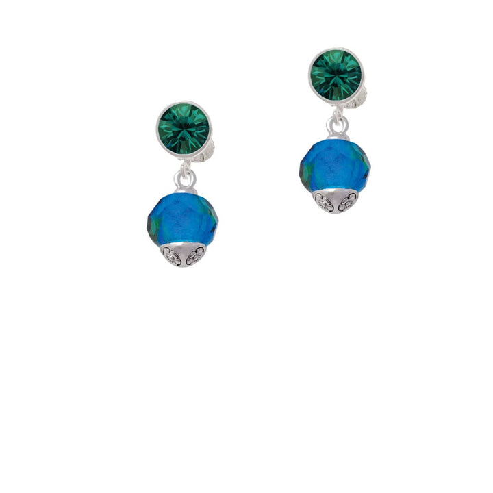 12mm Faceted Teal Glass Spinner Crystal Clip On Earrings Image 6