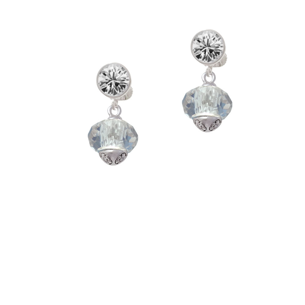 Crystal Faceted Glass Spinner Crystal Clip On Earrings Image 2