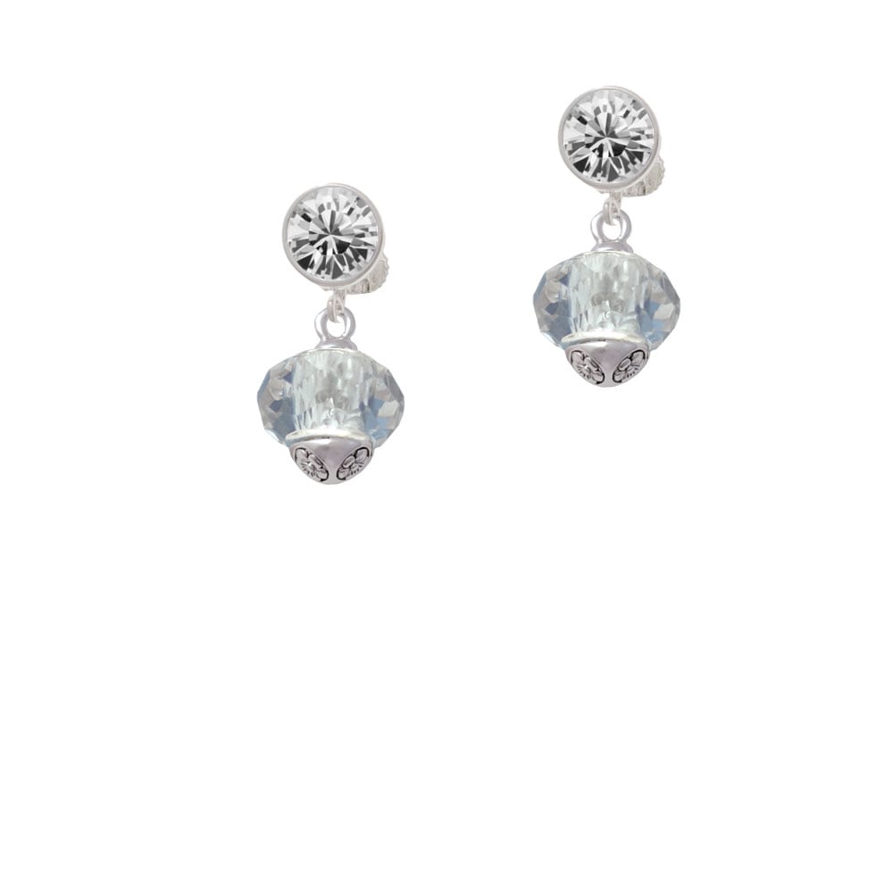 Crystal Faceted Glass Spinner Crystal Clip On Earrings Image 1