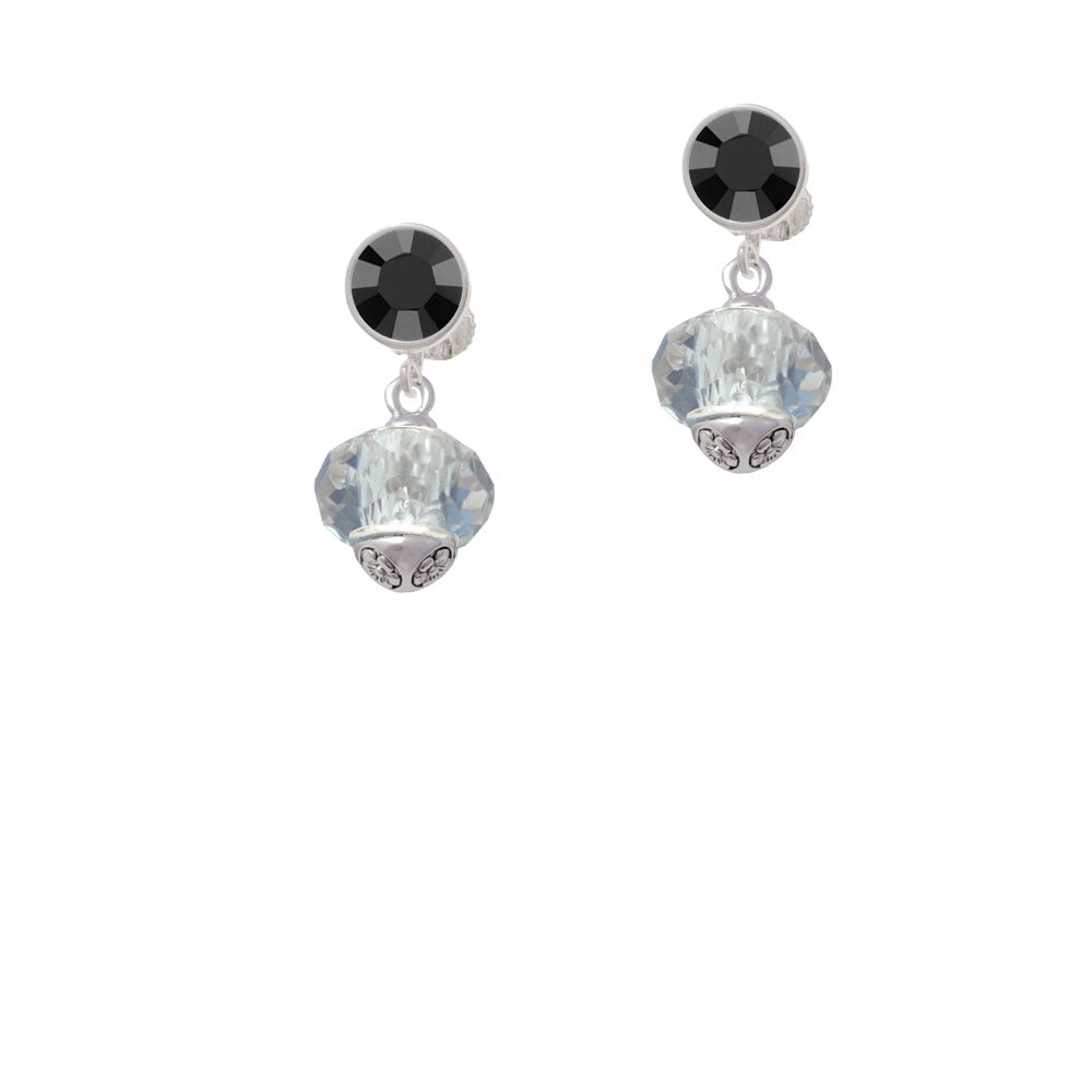 Crystal Faceted Glass Spinner Crystal Clip On Earrings Image 3