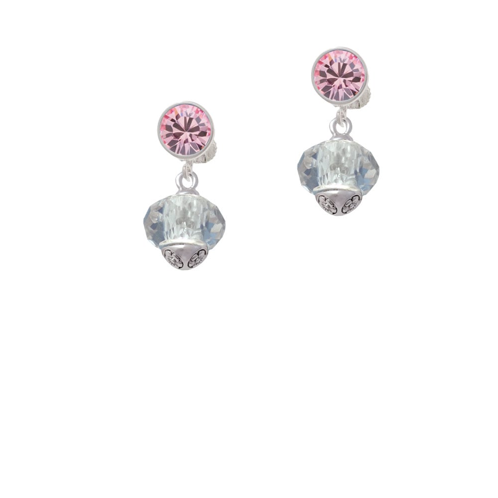 Crystal Faceted Glass Spinner Crystal Clip On Earrings Image 4