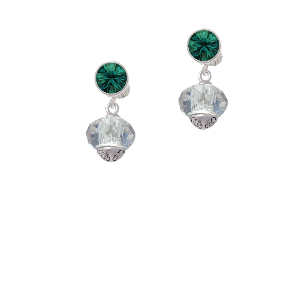 Crystal Faceted Glass Spinner Crystal Clip On Earrings Image 6