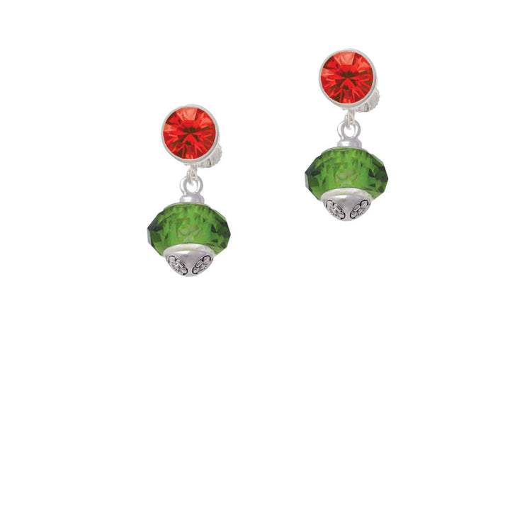 Green Faceted Glass Spinner Crystal Clip On Earrings Image 4