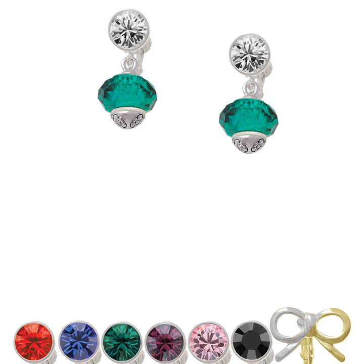 Teal Faceted Glass Spinner Crystal Clip On Earrings Image 1