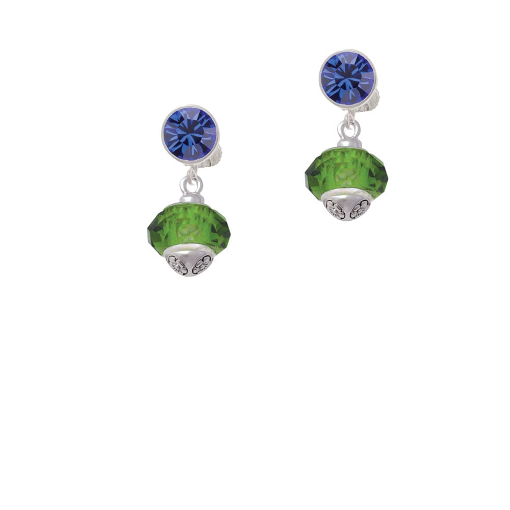 Green Faceted Glass Spinner Crystal Clip On Earrings Image 7