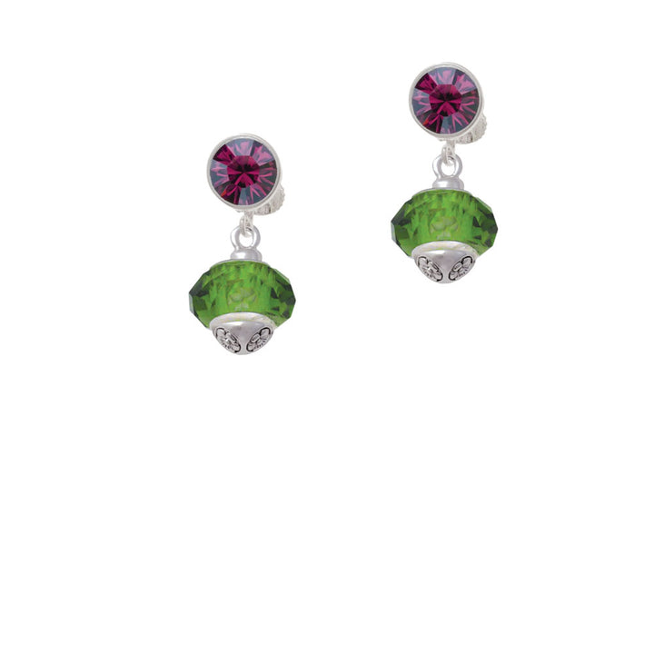 Green Faceted Glass Spinner Crystal Clip On Earrings Image 8