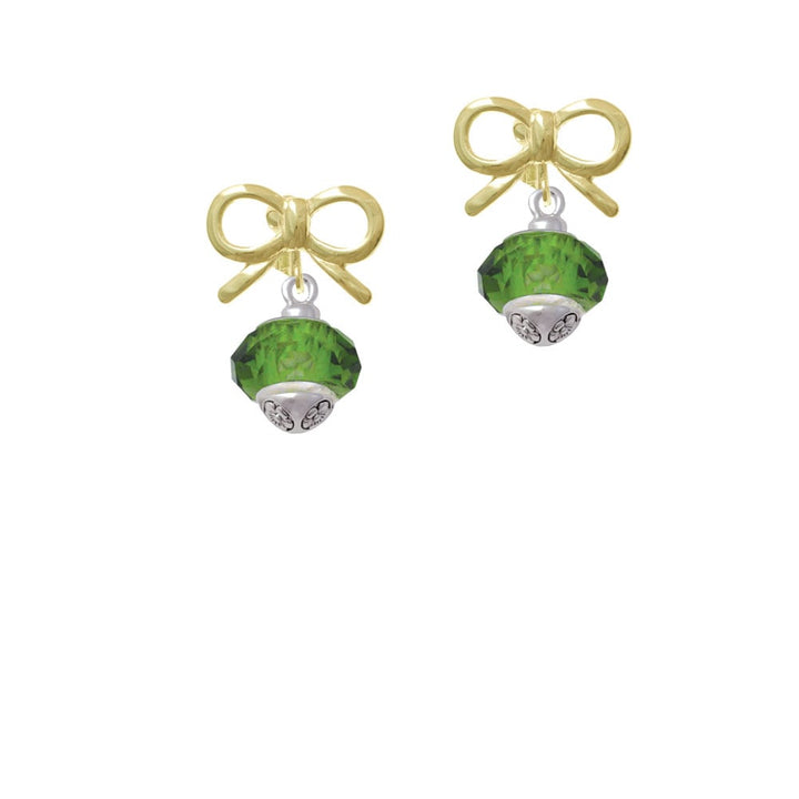 Green Faceted Glass Spinner Crystal Clip On Earrings Image 10