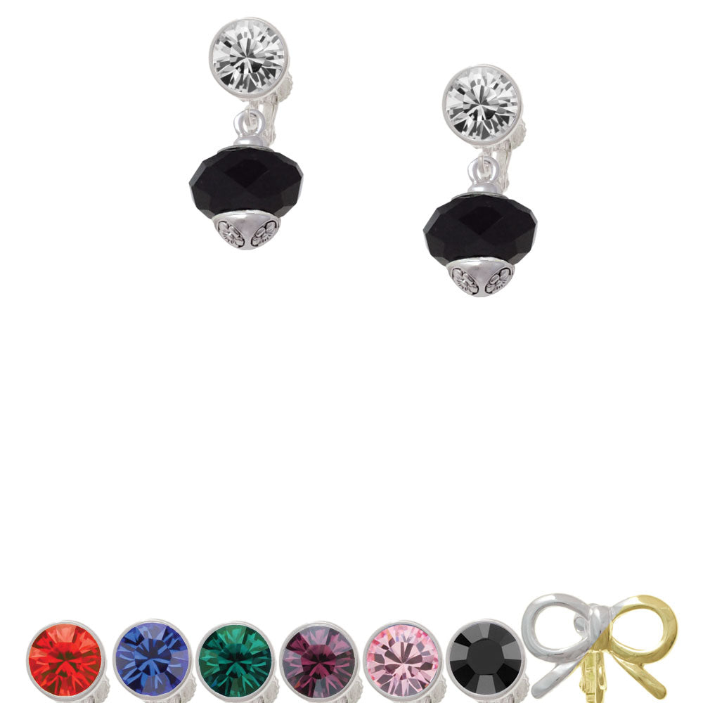 Black Faceted Glass Spinner Crystal Clip On Earrings Image 1