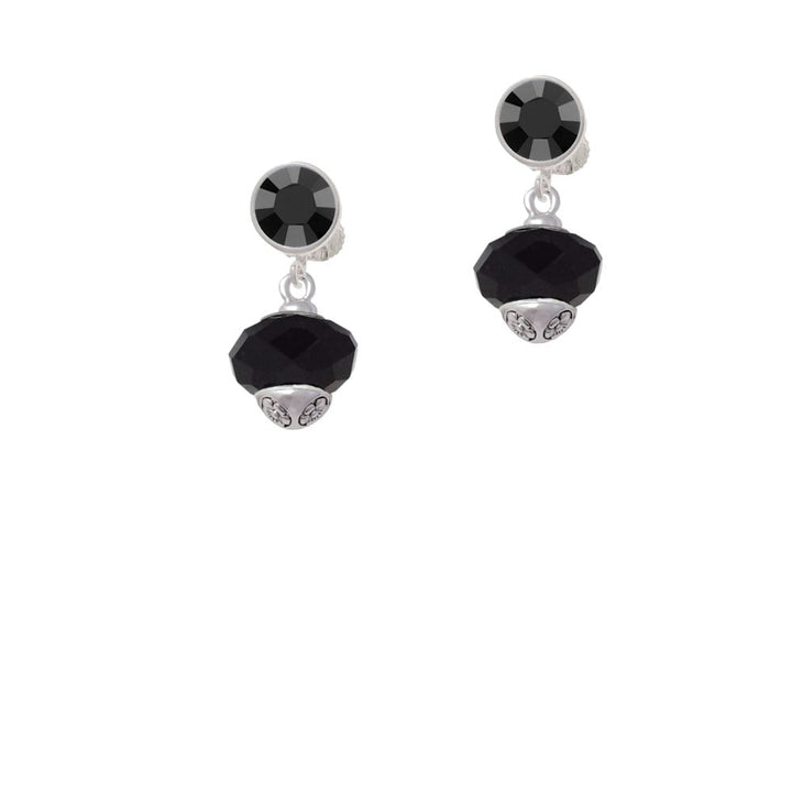 Black Faceted Glass Spinner Crystal Clip On Earrings Image 3