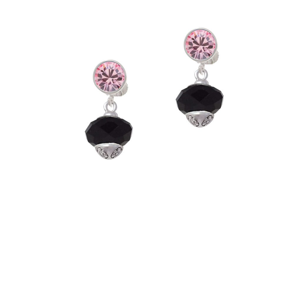 Black Faceted Glass Spinner Crystal Clip On Earrings Image 4