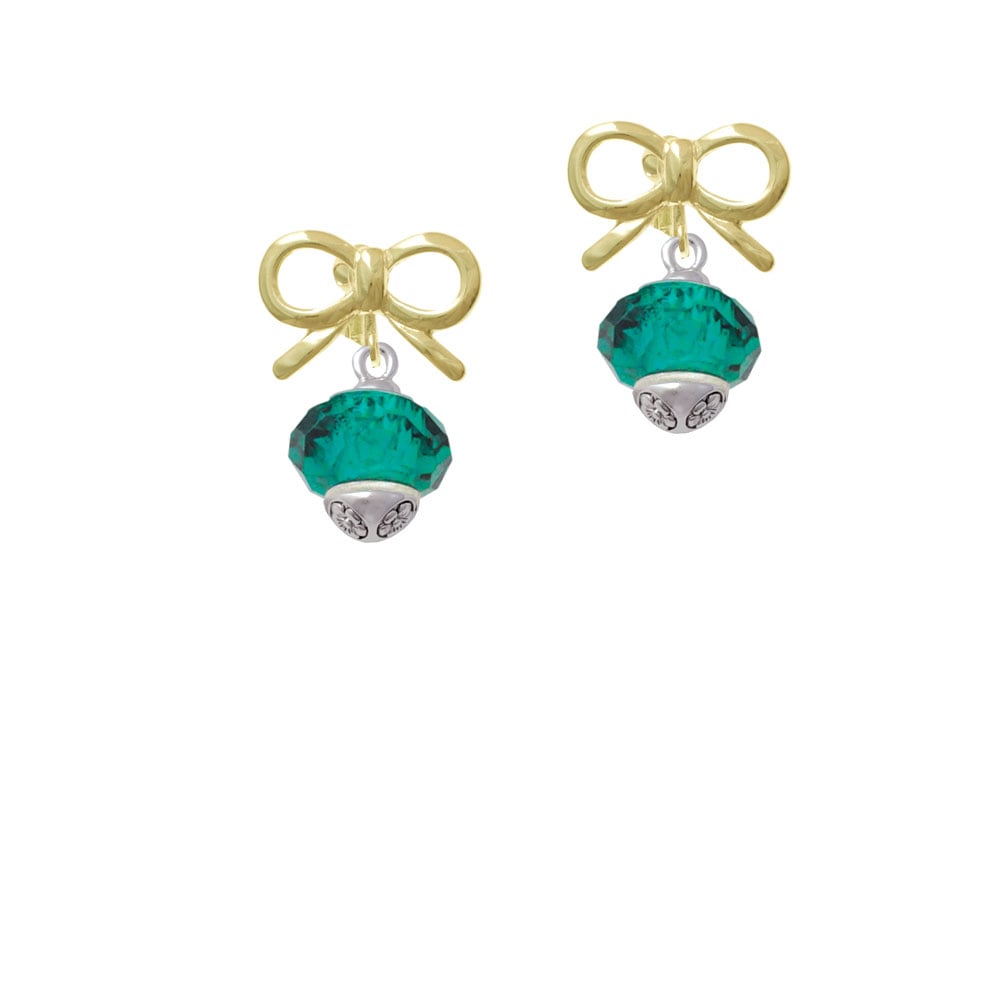 Teal Faceted Glass Spinner Crystal Clip On Earrings Image 10