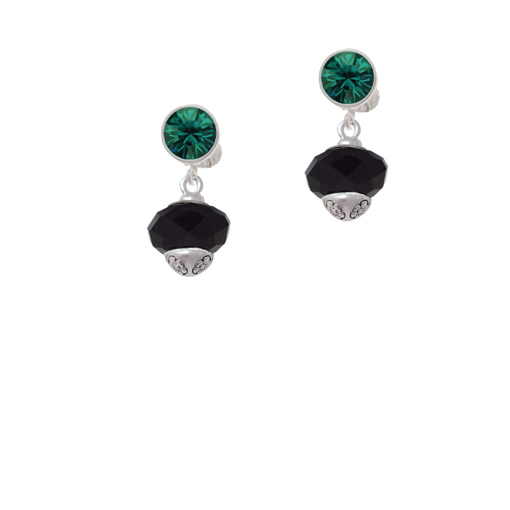 Black Faceted Glass Spinner Crystal Clip On Earrings Image 6