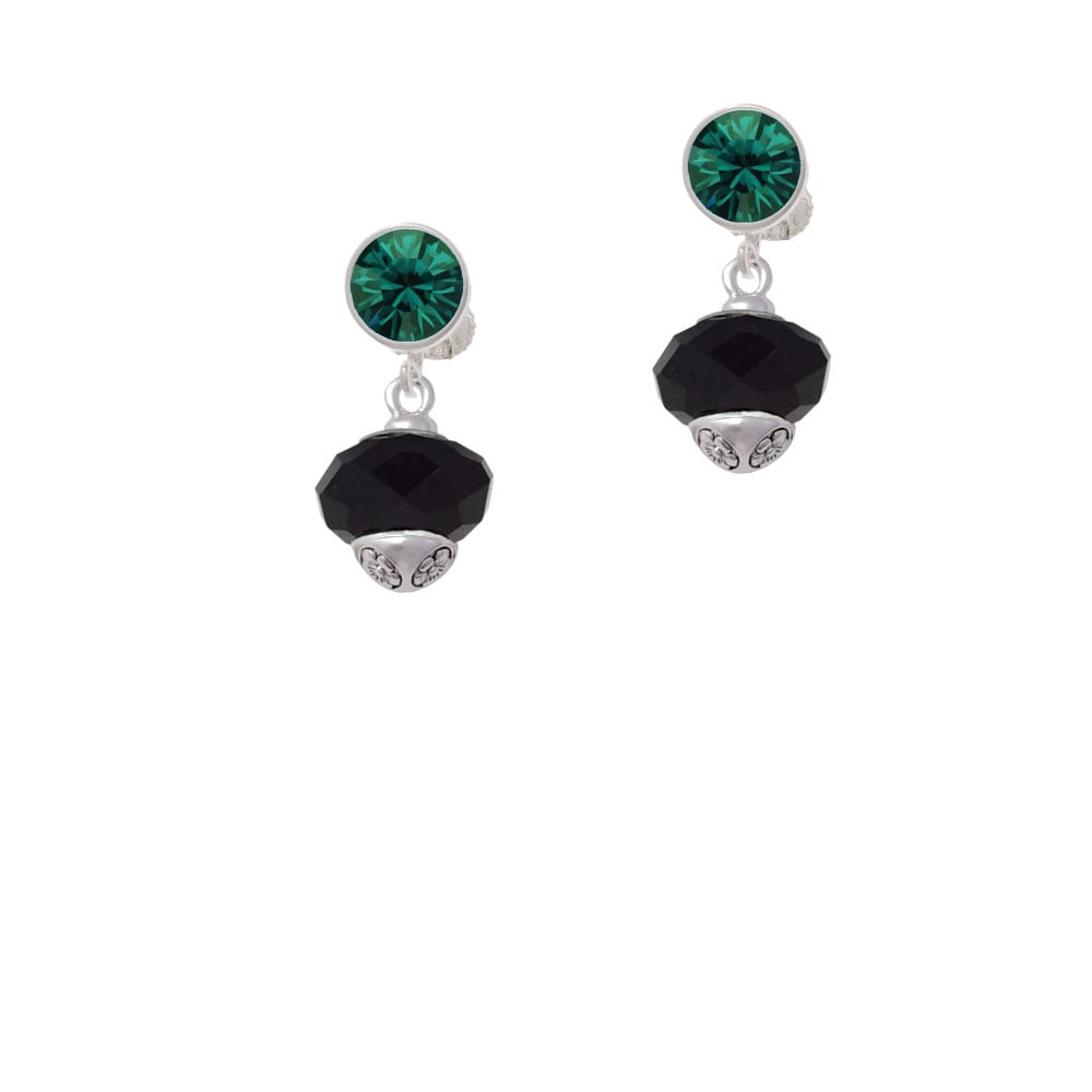 Black Faceted Glass Spinner Crystal Clip On Earrings Image 1