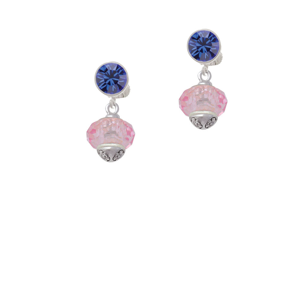 Pink Faceted Glass Spinner Crystal Clip On Earrings Image 7