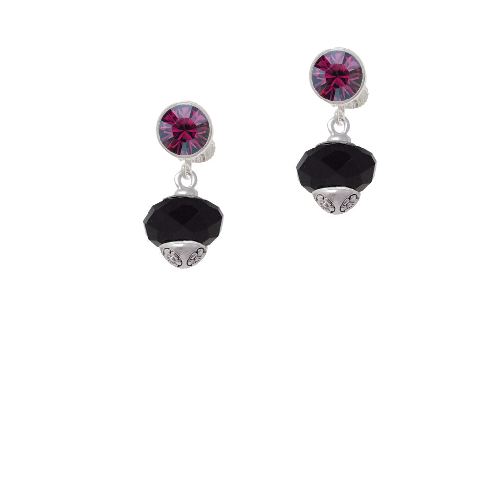 Black Faceted Glass Spinner Crystal Clip On Earrings Image 8