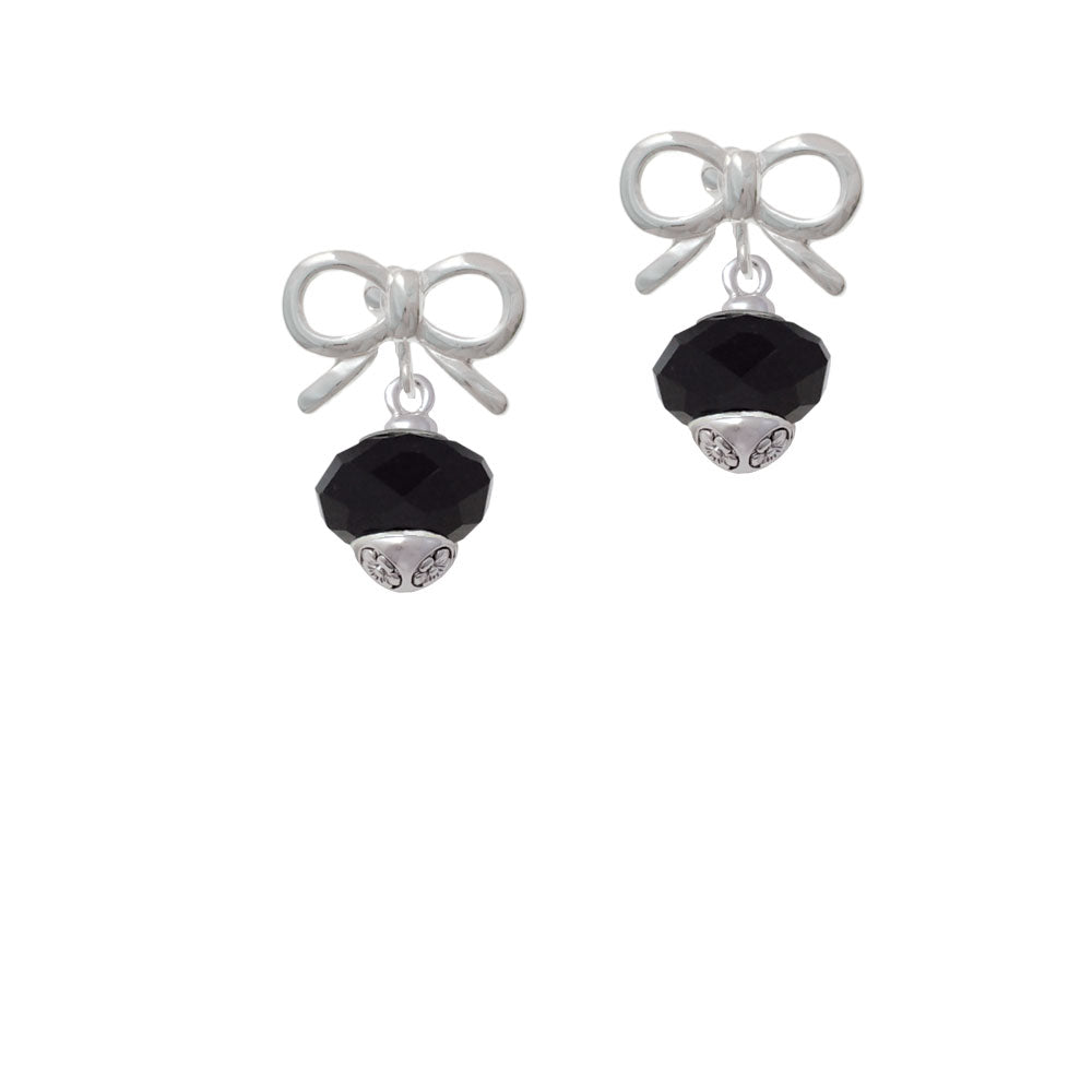 Black Faceted Glass Spinner Crystal Clip On Earrings Image 9