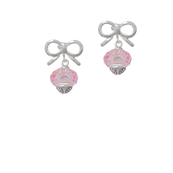 Pink Faceted Glass Spinner Crystal Clip On Earrings Image 9