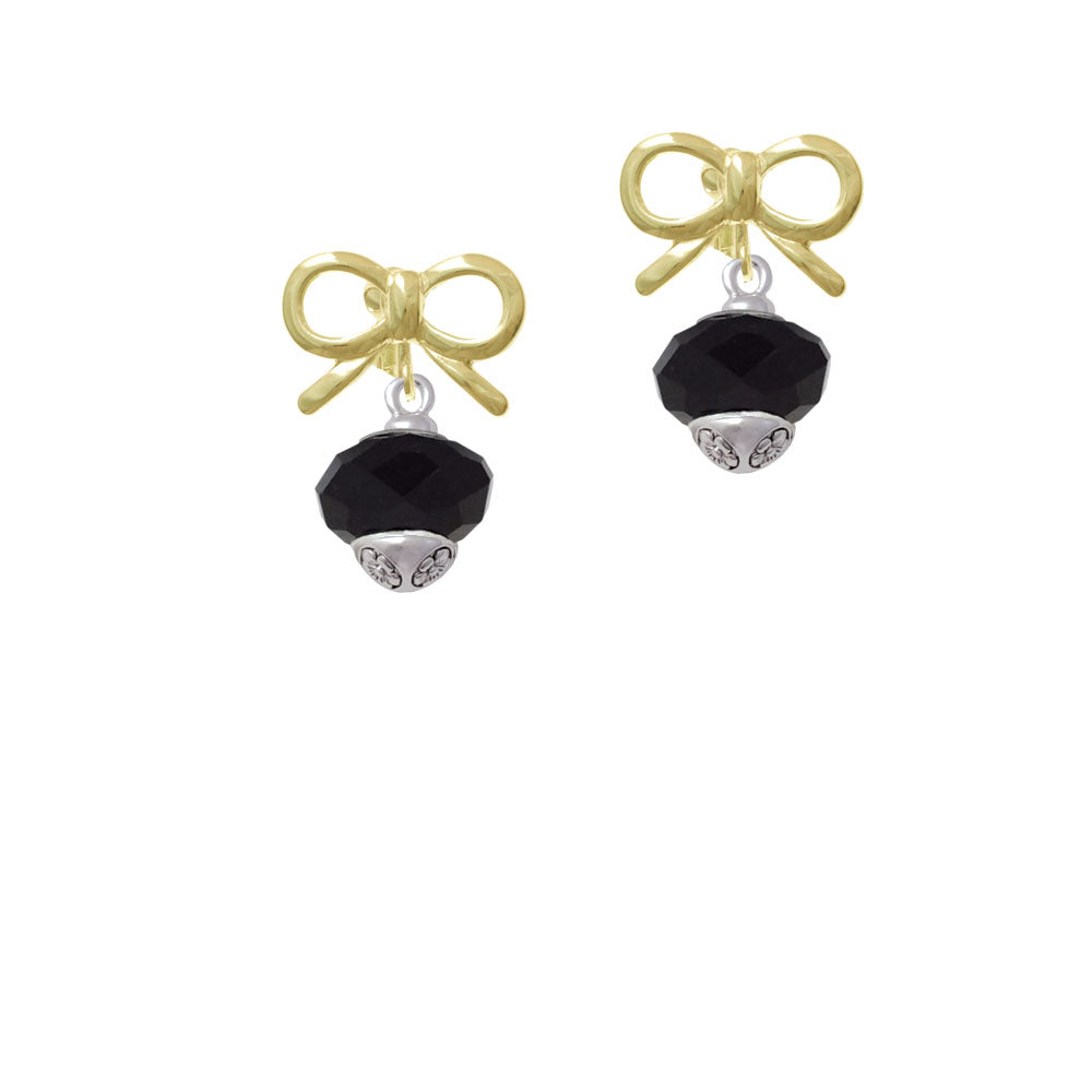 Black Faceted Glass Spinner Crystal Clip On Earrings Image 10