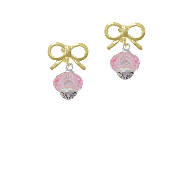 Pink Faceted Glass Spinner Crystal Clip On Earrings Image 10