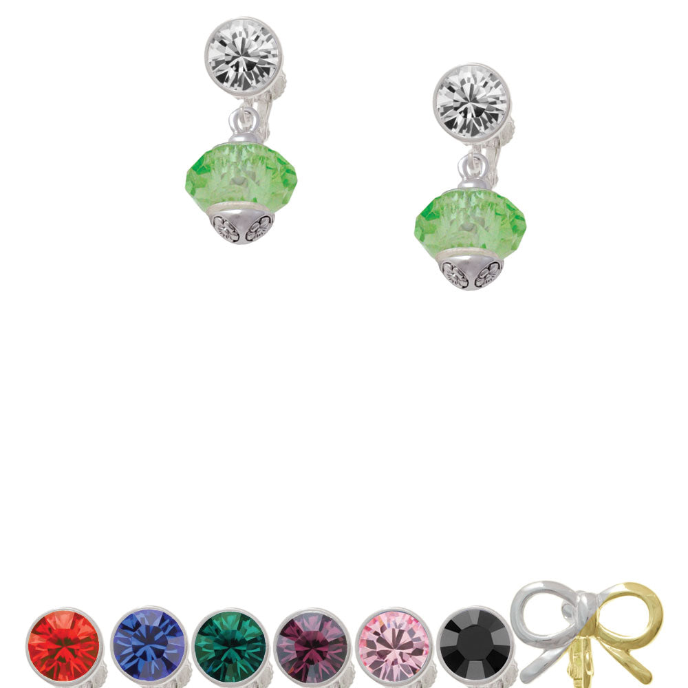 Lime Green Faceted Glass Spinner Crystal Clip On Earrings Image 1