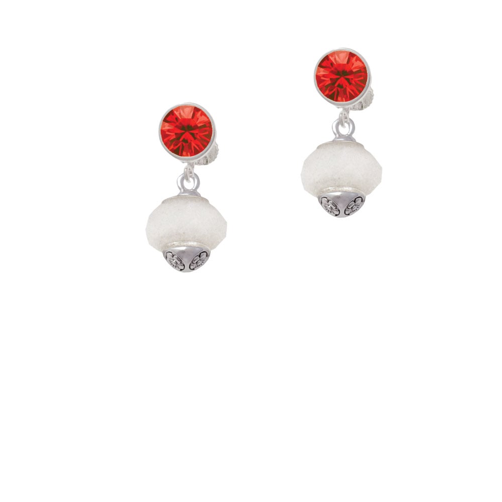 Opaque White Faceted Glass Spinner Crystal Clip On Earrings Image 4