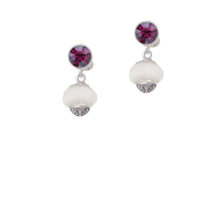 Opaque White Faceted Glass Spinner Crystal Clip On Earrings Image 8