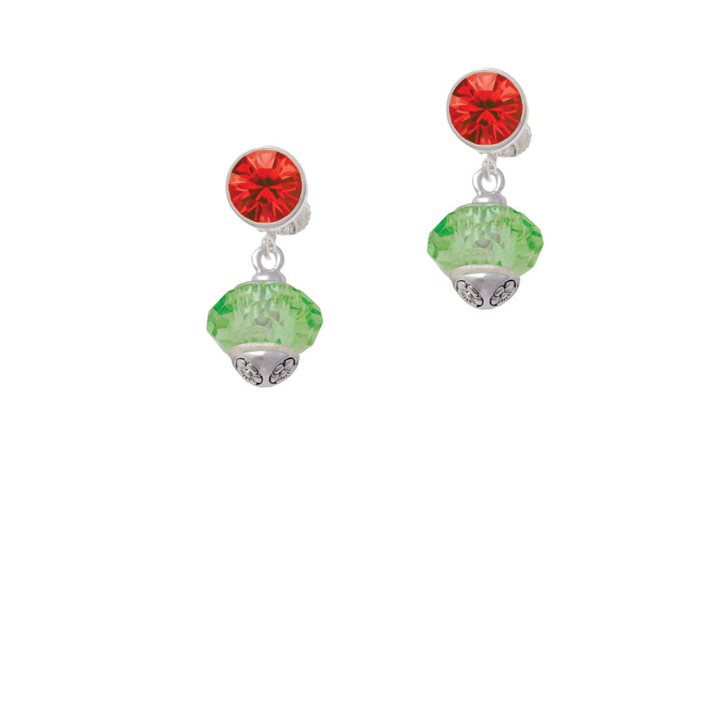 Lime Green Faceted Glass Spinner Crystal Clip On Earrings Image 4