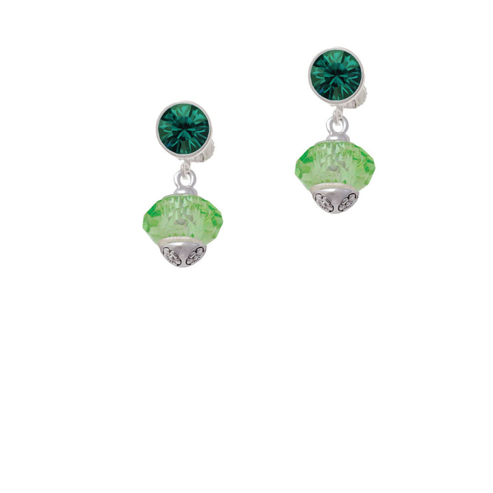 Lime Green Faceted Glass Spinner Crystal Clip On Earrings Image 6