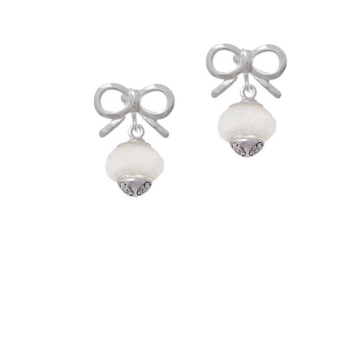 Opaque White Faceted Glass Spinner Crystal Clip On Earrings Image 9