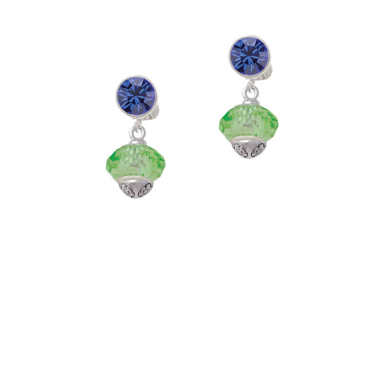 Lime Green Faceted Glass Spinner Crystal Clip On Earrings Image 7