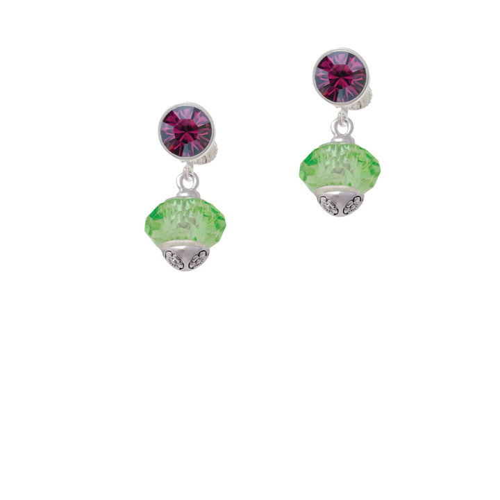 Lime Green Faceted Glass Spinner Crystal Clip On Earrings Image 8