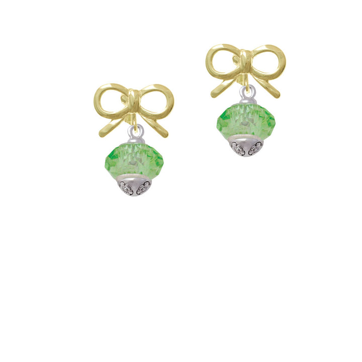 Lime Green Faceted Glass Spinner Crystal Clip On Earrings Image 10