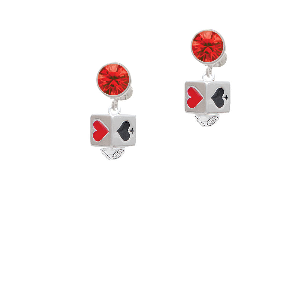 Card Suits Square Spinner Crystal Clip On Earrings Image 4