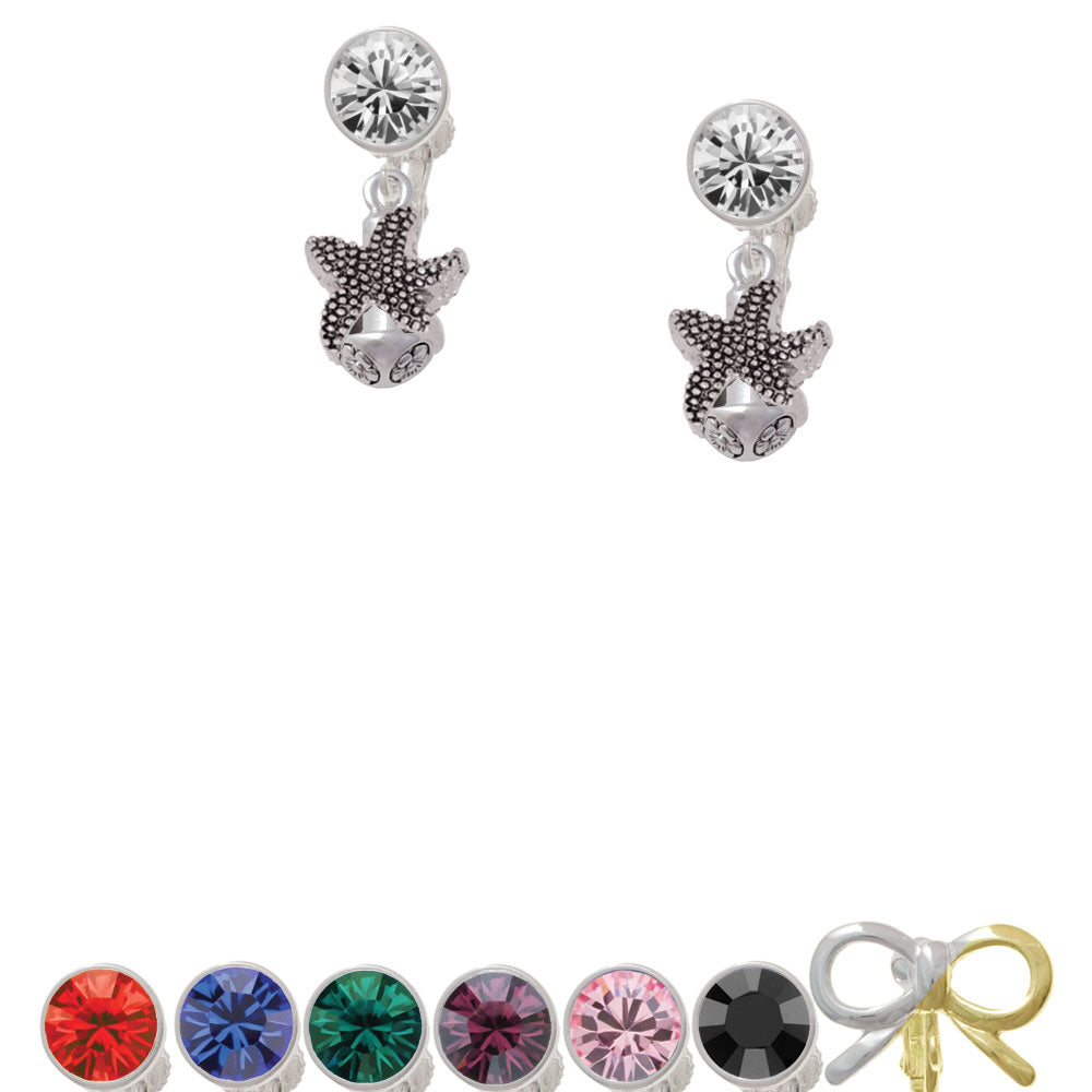 Starfish Spinner Crystal Clip On Earrings Image 1