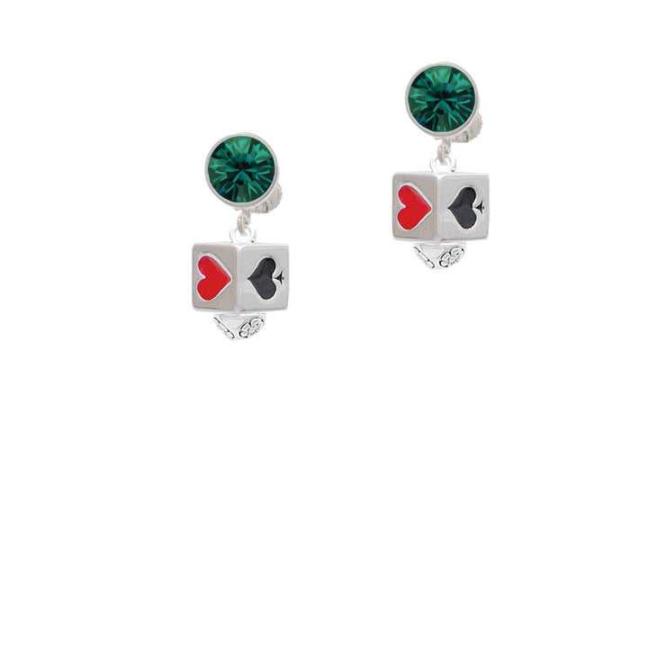 Card Suits Square Spinner Crystal Clip On Earrings Image 6