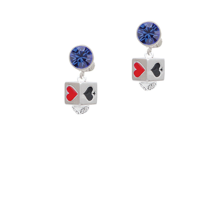 Card Suits Square Spinner Crystal Clip On Earrings Image 7