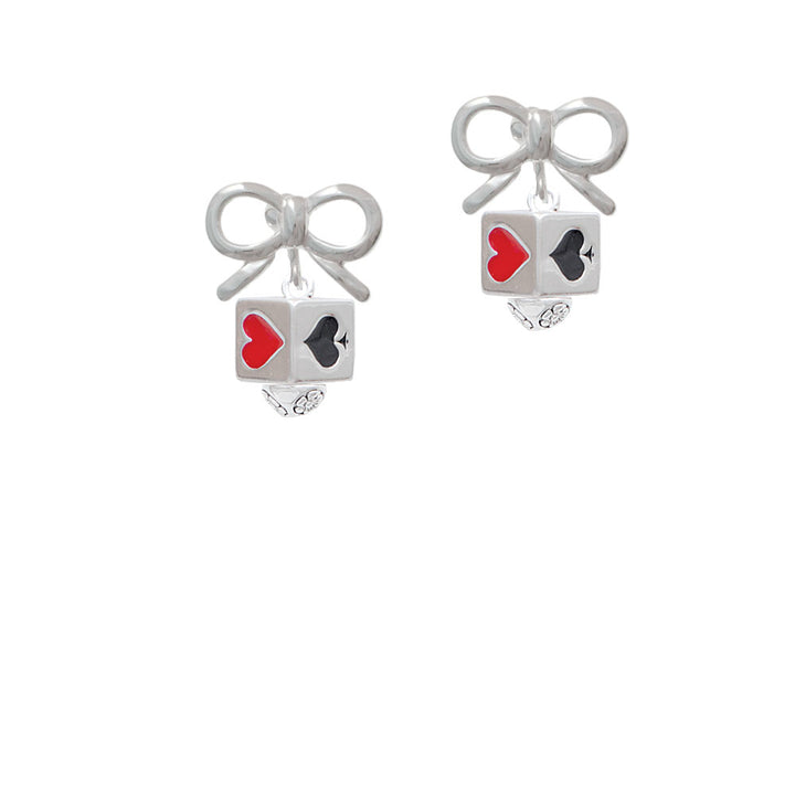 Card Suits Square Spinner Crystal Clip On Earrings Image 9