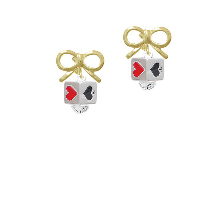 Card Suits Square Spinner Crystal Clip On Earrings Image 10