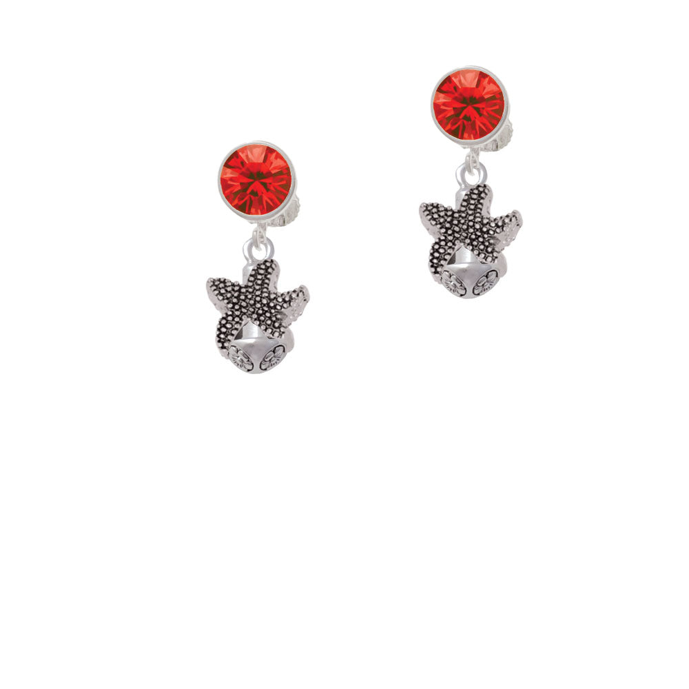 Starfish Spinner Crystal Clip On Earrings Image 4