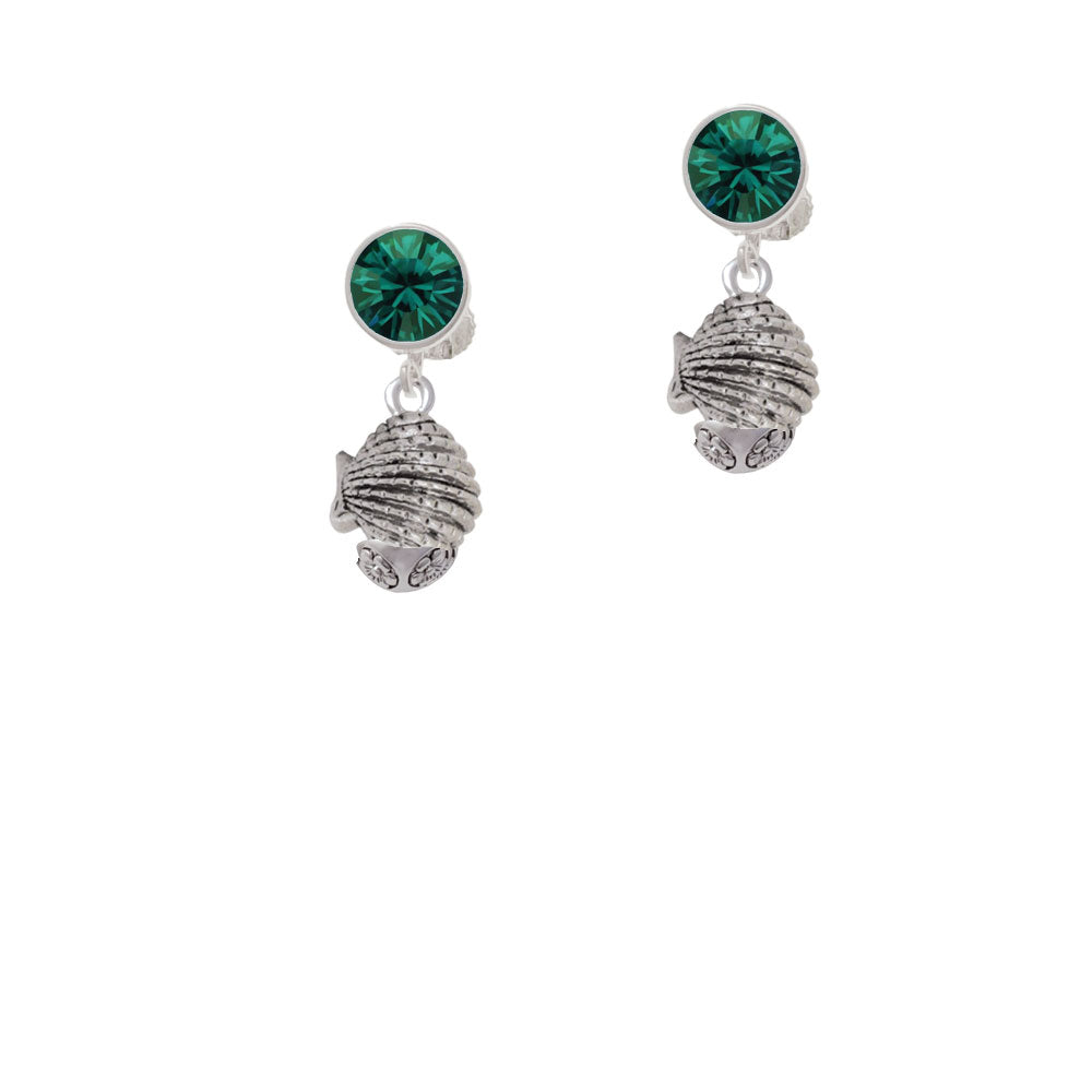 Clam Spinner Crystal Clip On Earrings Image 6