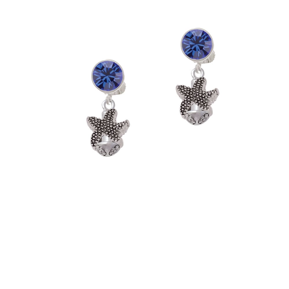 Starfish Spinner Crystal Clip On Earrings Image 7