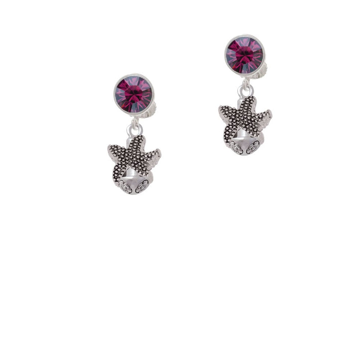 Starfish Spinner Crystal Clip On Earrings Image 8