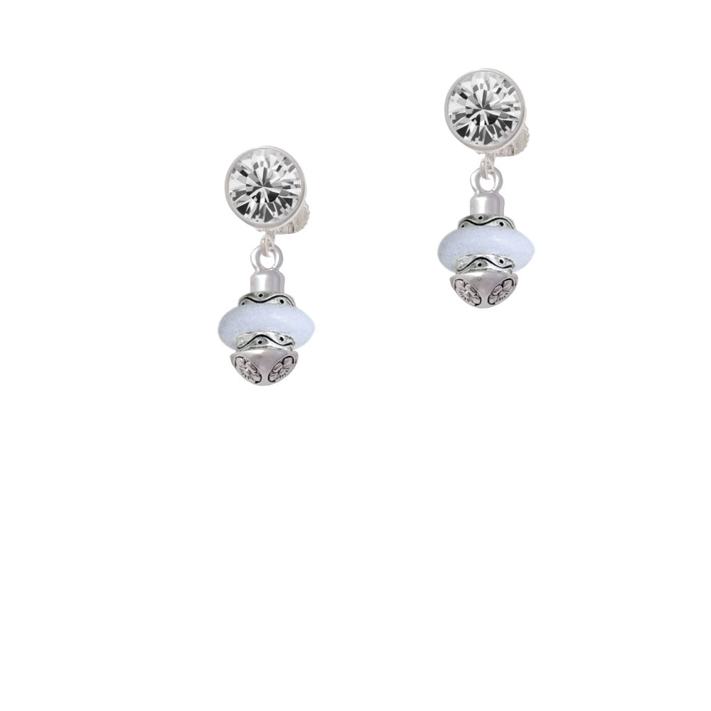 White Center Spinner Crystal Clip On Earrings Image 2