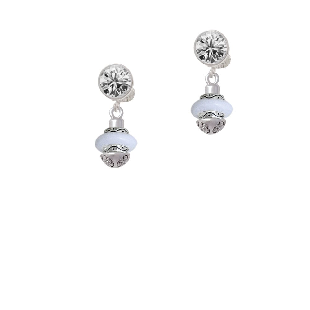 White Center Spinner Crystal Clip On Earrings Image 1