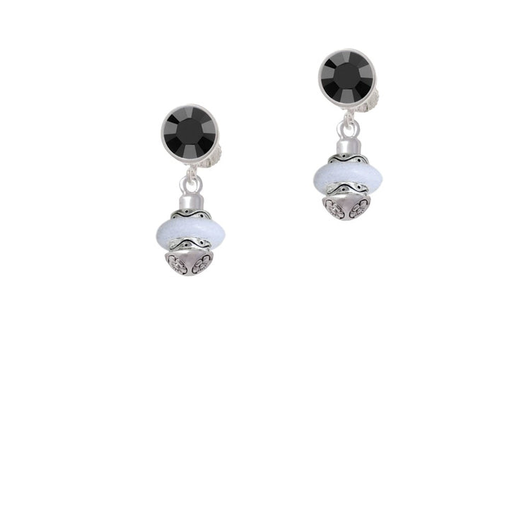 White Center Spinner Crystal Clip On Earrings Image 3