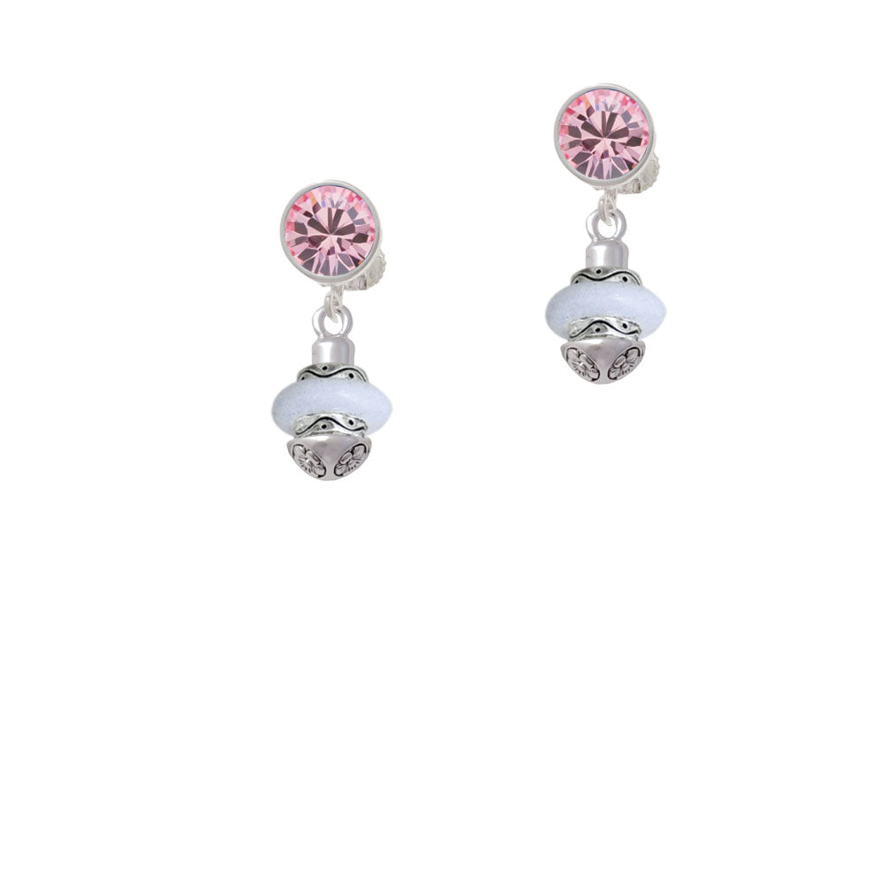 White Center Spinner Crystal Clip On Earrings Image 4