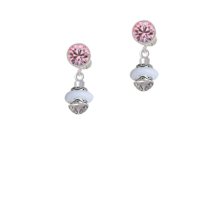 White Center Spinner Crystal Clip On Earrings Image 1