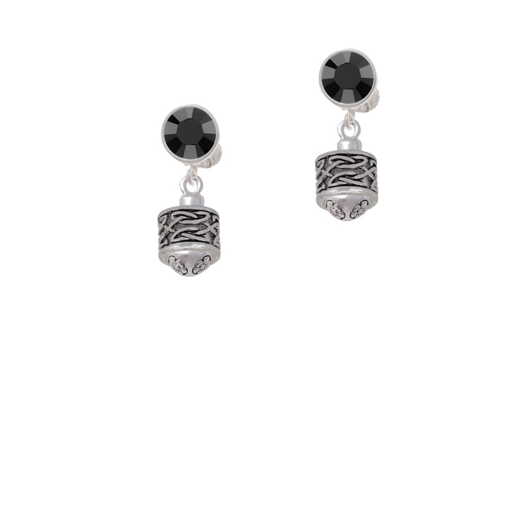 Silver Tone Celtic Knot Band Spinner Crystal Clip On Earrings Image 3